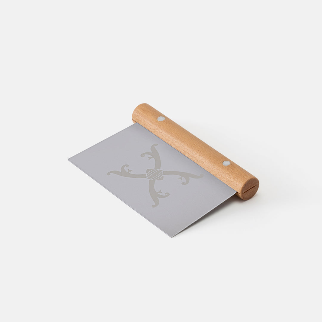 Stainless steel dough scraper with wood handle
