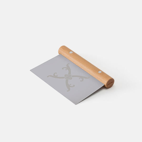 Stainless steel dough scraper with wood handle